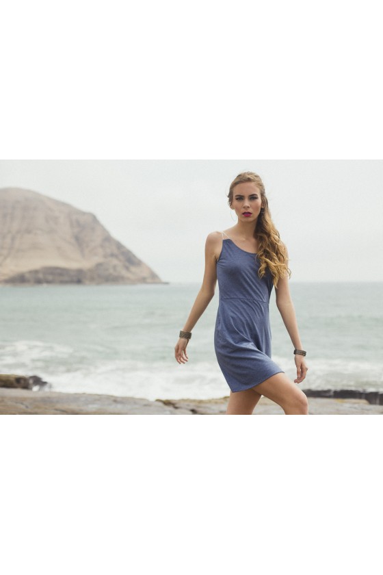 Robe à bretelles Holly Bleu Chiné