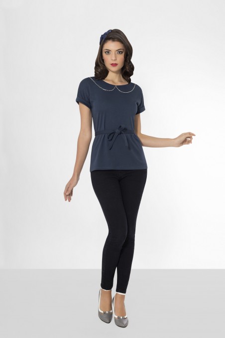 Top Geraldine Bleu foncé