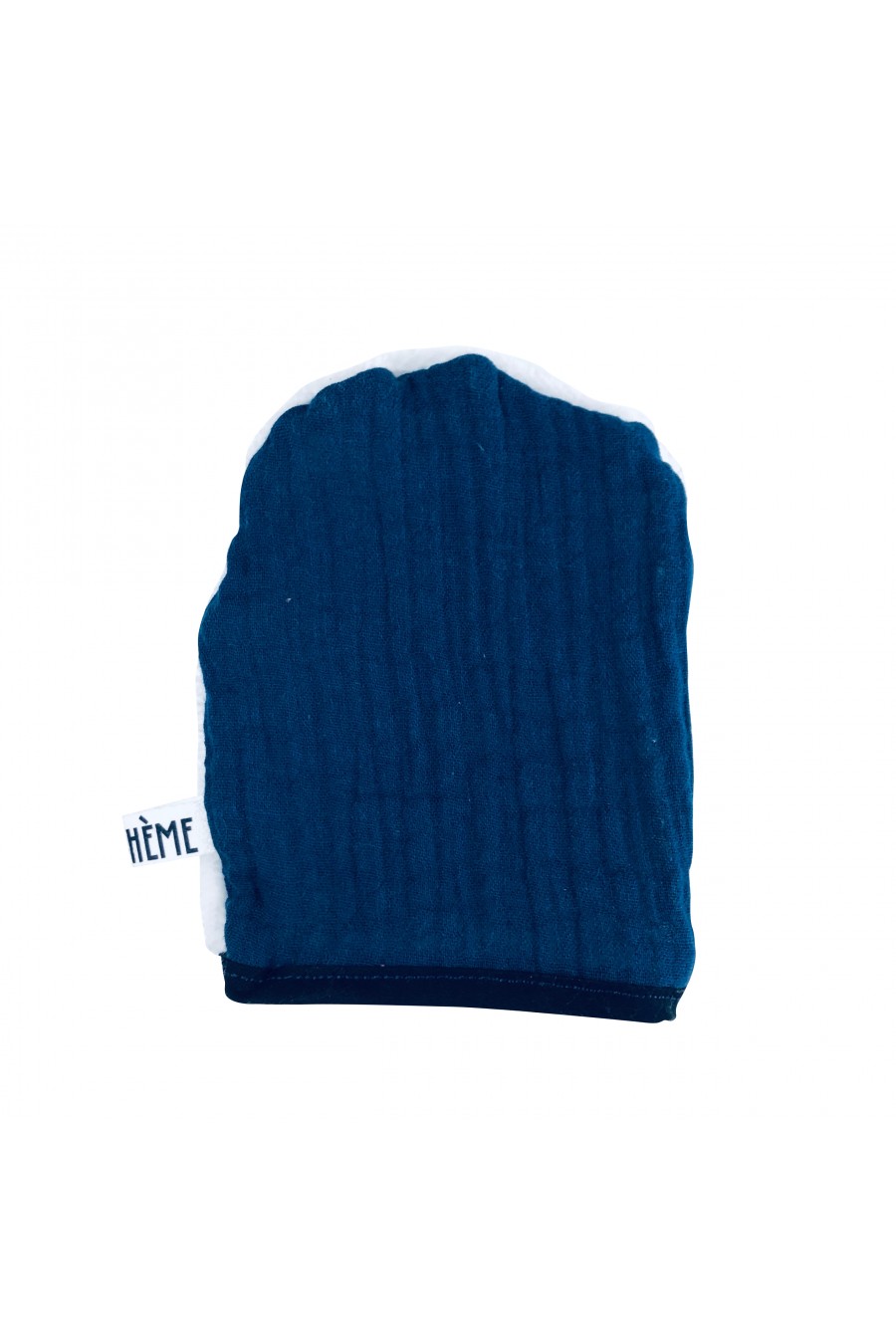 Gant démaquillant bi face marine et blanc