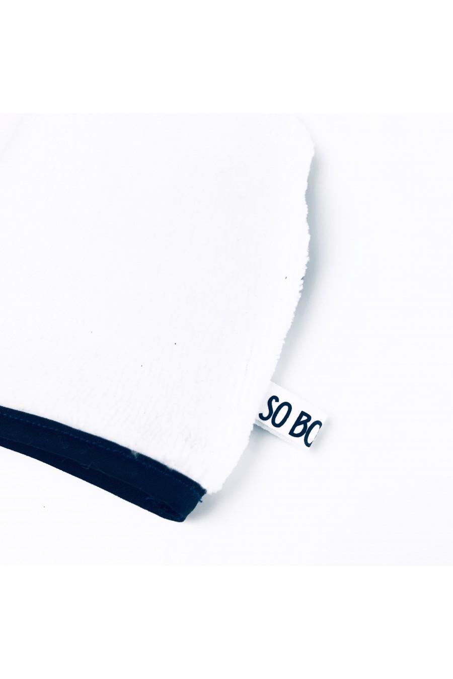 Gant démaquillant bi face marine et blanc