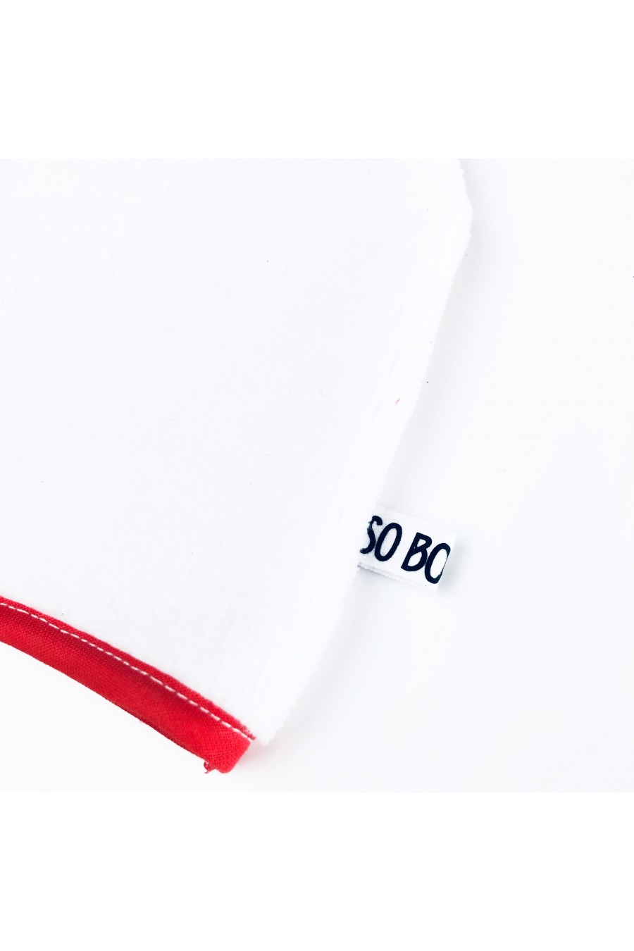 Gant démaquillant bi face corail et blanc