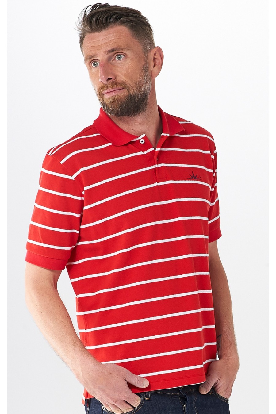 Polo Sidney Rouge rayé Blanc Polo Sidney Rouge rayé Blanc